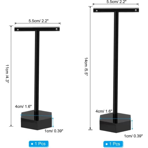 PATIKIL Fülbevaló Tartó Akril Ékszer Szervezőállvány 2db Nyaklánchoz Fekete