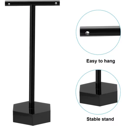 PATIKIL Fülbevaló Tartó Akril Ékszer Szervezőállvány 2db Nyaklánchoz Fekete