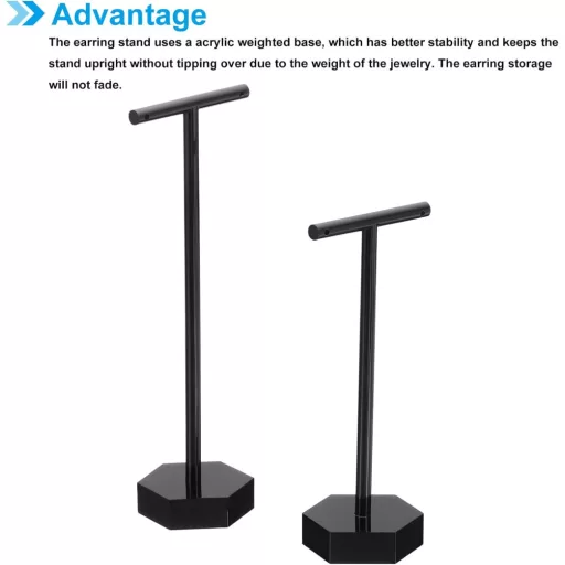 PATIKIL Fülbevaló Tartó Akril Ékszer Szervezőállvány 2db Nyaklánchoz Fekete