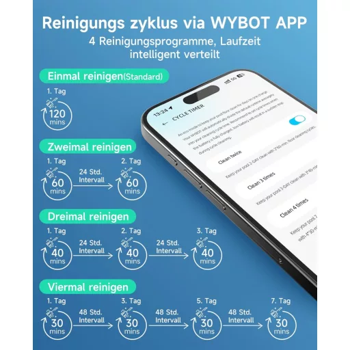 WYBOT C1 intelligens medence robot 150 perc futásidő, padló fal vízcsík tisztítás - Grey