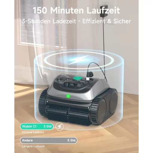 WYBOT C1 intelligens medence robot 150 perc futásidő, padló fal vízcsík tisztítás - Grey