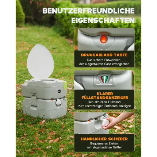 DARTMOOR 22L/20L hordozható camping WC diagonális ülőkével 200kg-ig
