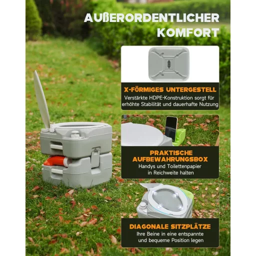 DARTMOOR 22L/20L hordozható camping WC diagonális ülőkével 200kg-ig