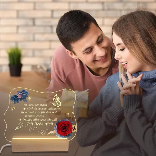 Miofula Örök Rózsa Éjszakai Lámpa LED Fénnyel Nőknek Ajándék