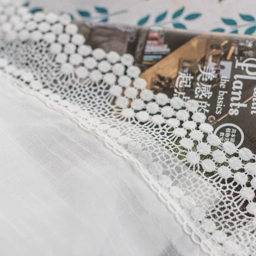 Perdea vitraj albă din dantelă Yaland, aspect in, 80x100cm, pentru bucătărie sau sufragerie