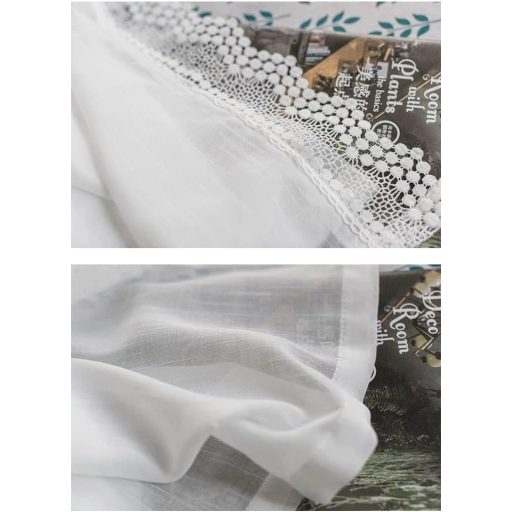 Perdea vitraj albă din dantelă Yaland, aspect in, 80x100cm, pentru bucătărie sau sufragerie