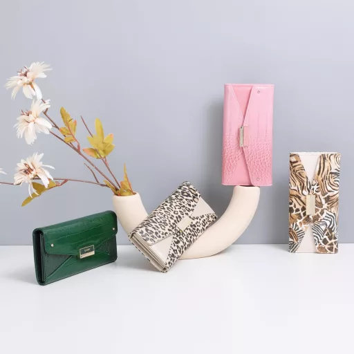 Portofel de damă Sunkky cu model de piele de crocodil - Portofel mare cu fermoar și compartimente multiple, piele ecologică verde, portofel lung modern pentru femei