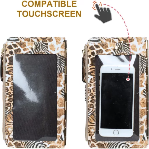 Portofel Mare de Damă Sunkky – Piele PU, Multiple Compartimente, Suport Carduri și Mărunțiș, Model Tigru