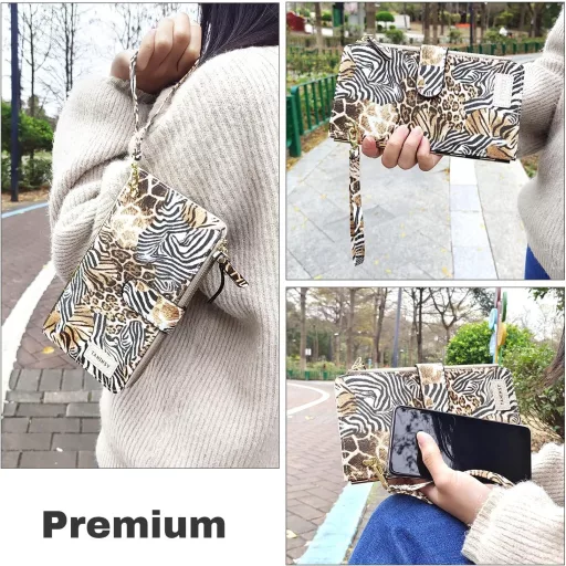 Portofel Mare de Damă Sunkky – Piele PU, Multiple Compartimente, Suport Carduri și Mărunțiș, Model Tigru