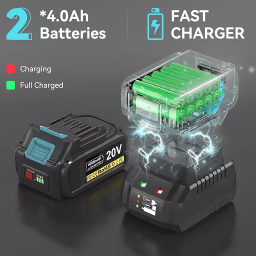 Mașină de înșurubat cu impact cu acumulator HOFTME 1000 Nm, acumulator 8000 mAh, cap 1/2", 5 tubulare