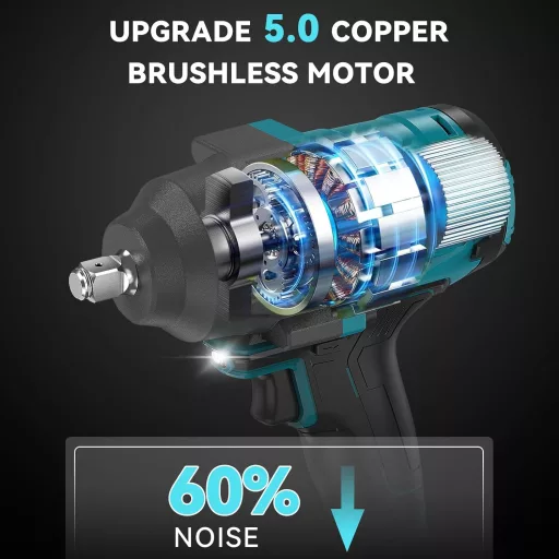 Mașină de înșurubat cu impact cu acumulator HOFTME 1000 Nm, acumulator 8000 mAh, cap 1/2", 5 tubulare