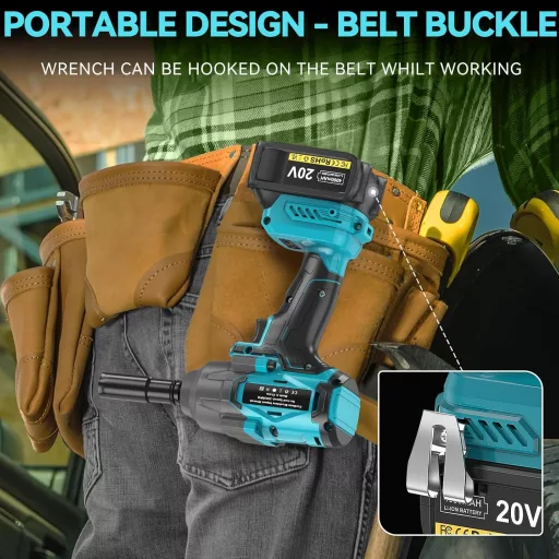 Mașină de înșurubat cu impact cu acumulator HOFTME 1000 Nm, acumulator 8000 mAh, cap 1/2", 5 tubulare