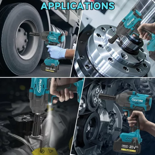 Mașină de înșurubat cu impact cu acumulator HOFTME 1000 Nm, acumulator 8000 mAh, cap 1/2", 5 tubulare