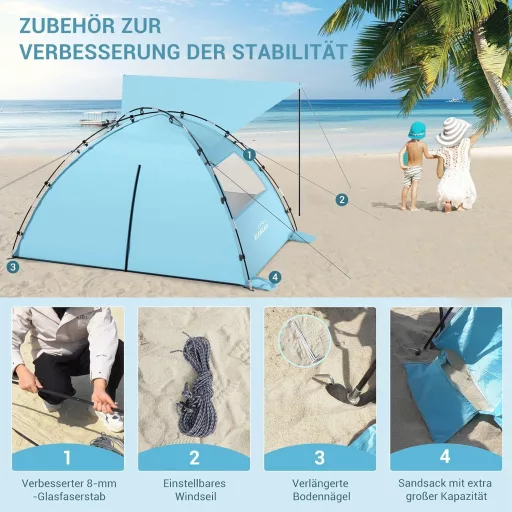 Elegear CumbreX UV50+ Strandtető 4-5 Személyes Könnyű Hordozható Sátor