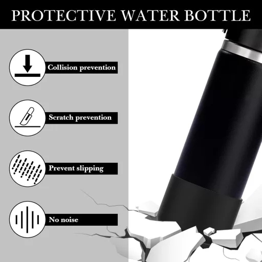 Linkidea Szilikon Kulacsvédő Szett - Hydro Flask Kompatibilis Aljvédő 12-24oz Méretekhez - Ütésálló Palackvédő Borítás, 2db, Fekete