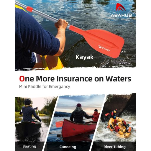 Abahub Teleskopska Vesla 53-106 cm Aluminijska Lagana Kajak Kanu Gumeni Čamac Narančasta