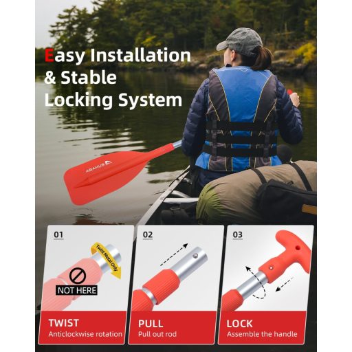 Padele Telescopică Abahub 53-106 cm Aluminiu Ușoară Caiac Canoe Barcă Pneumatică Portocaliu