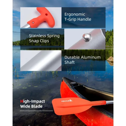 Padele Telescopică Abahub 53-106 cm Aluminiu Ușoară Caiac Canoe Barcă Pneumatică Portocaliu