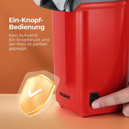 YASHE 1200W Popcorn Maker Forró Levegős Popcorn Gép Piros Egygombos Kezelés