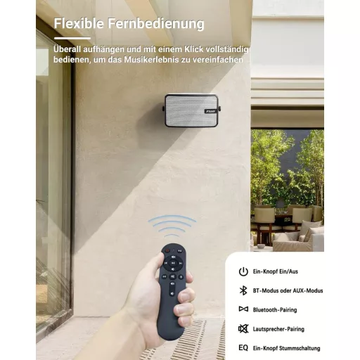 Inwa Bluetooth Kültéri Hangszóró Szett, 400W, IPX5 Vízálló, Vezeték Nélküli Hangrendszer Kertbe és Teraszra, 2 db, Sync Speaker Funkcióval,