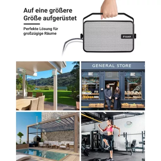 Bluetooth outdoor reproduktorová súprava Inwa, 400 W, IPX5 vodeodolná, bezdrôtový zvukový systém do záhrady a na terasu, 2 ks, s funkciou Sync Speaker,