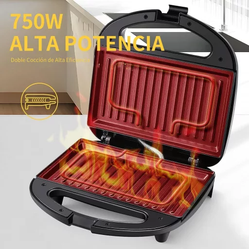 YASHE 750W szendvicssütő rozsdamentes acél, automata hőmérséklet szabályozás