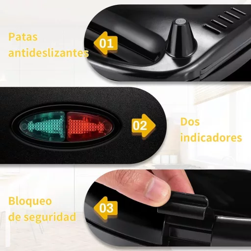 YASHE 750W szendvicssütő rozsdamentes acél, automata hőmérséklet szabályozás