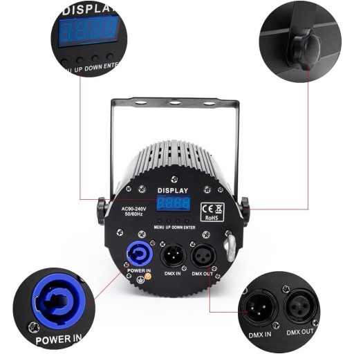 Set proiector DJ DMX: 4 x Pinspot LED RGBW DELIBANG 4x40W + Par RGB cu 24 SMD