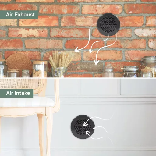 Grilă de ventilație rotundă Vent Systems 99-124mm gri pentru baie, bucătărie și birou