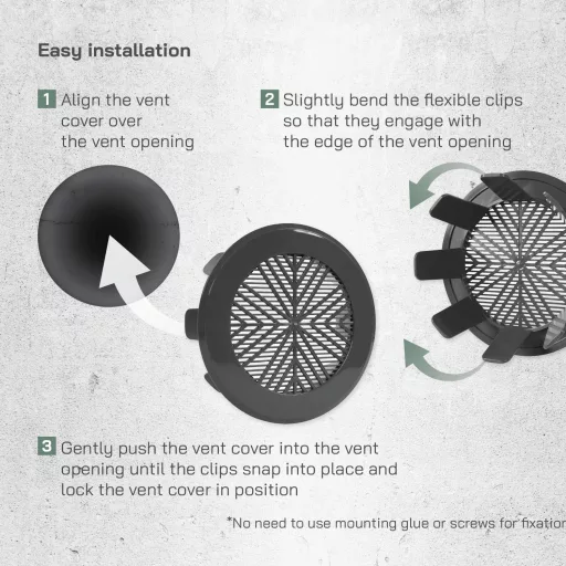 Grilă de ventilație rotundă Vent Systems 99-124mm gri pentru baie, bucătărie și birou