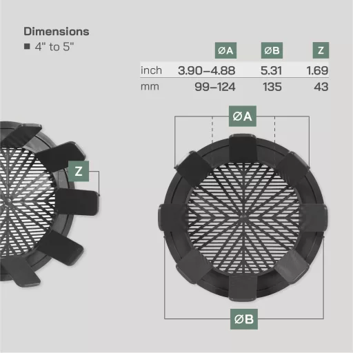 Vent Systems 99-124mm szürke kerek szellőzőrács fürdőszoba konyha irodához