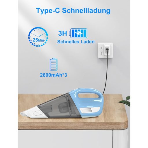 Fourward Kézi Porszívó 9000 Pa Szívóerő, Vezeték Nélküli Autó Porszívó Nedves-Száraz