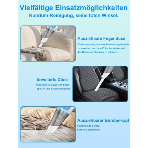 Fourward Kézi Porszívó 9000 Pa Szívóerő, Vezeték Nélküli Autó Porszívó Nedves-Száraz