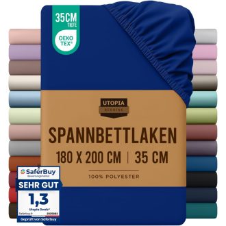   Utopia Bedding Gumis Lepedő 180x200 cm Királykék Mikroszálas