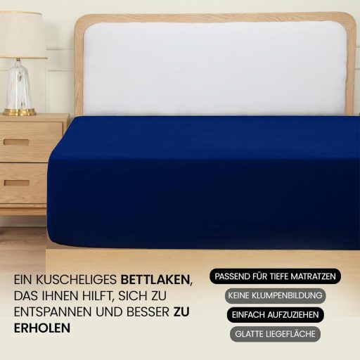 Utopia Bedding Gumis Lepedő 180x200 cm Királykék Mikroszálas