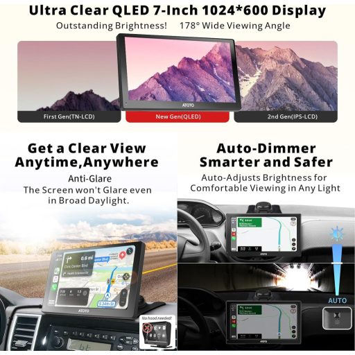 ATOTO P9 7" QLED autorádio s navigáciou, bezdrôtový CarPlay, Android Auto, GPS, 4G LTE