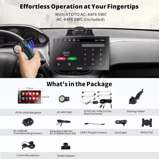 ATOTO P9 7" QLED Autós Multimédia Navigáció, Wireless CarPlay, Android Auto, GPS, 4G LTE