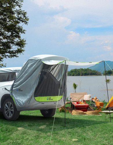 JOYTUTUS Univerzális Autó Hátsó Sátor SUV-hoz - Vízálló, UV-védelemmel, Szúnyoghálóval - Kék Kemping Napellenző Túrázáshoz, Kempingezéshez