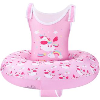   HeySplash Prsluk za plivanje za djecu 3-6 godina, podesive naramenice, pomagalo za učenje plivanja 13-25 kg, ružičasti uzorak jednoroga