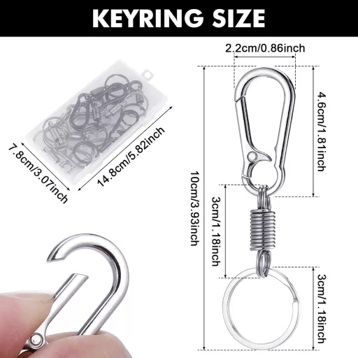 Fentar 10 buc. Breloc tip carabină, aliaj zinc, inox, negru, argintiu