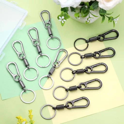 Fentar 10 buc. Breloc tip carabină, aliaj zinc, inox, negru, argintiu