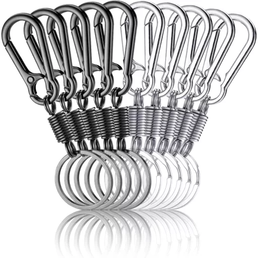 Fentar 10 buc. Breloc tip carabină, aliaj zinc, inox, negru, argintiu