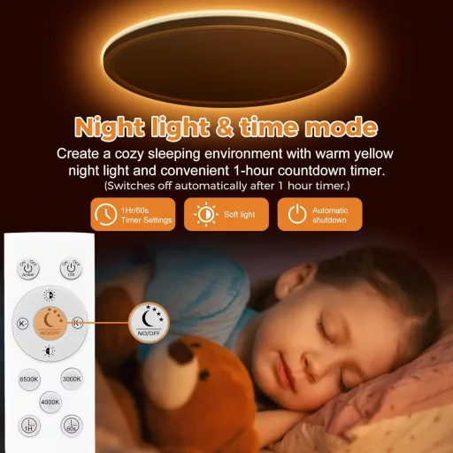 slochi 24W LED mennyezeti lámpa dimmelhető távirányítóval, meleg fehér 3000-6500K