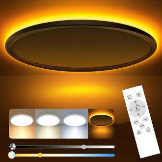   Lumină de plafon LED reglabilă slochi, 36W 4200LM cu telecomandă, temperatură de culoare 1800K-6500K, 40cm rotundă albă modernă pentru living