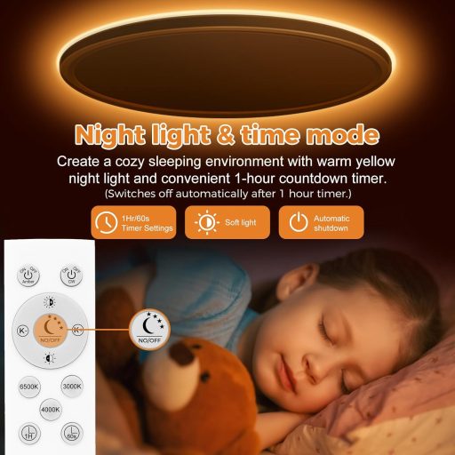 Lumină de plafon LED reglabilă slochi, 36W 4200LM cu telecomandă, temperatură de culoare 1800K-6500K, 40cm rotundă albă modernă pentru living