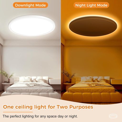 Lumină de plafon LED reglabilă slochi, 36W 4200LM cu telecomandă, temperatură de culoare 1800K-6500K, 40cm rotundă albă modernă pentru living