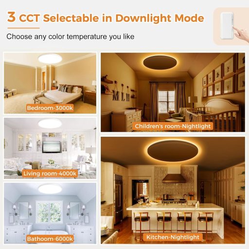 Lumină de plafon LED reglabilă slochi, 36W 4200LM cu telecomandă, temperatură de culoare 1800K-6500K, 40cm rotundă albă modernă pentru living