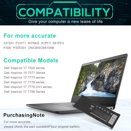 Baterie Laptop ASUNCELL 56Wh 15.2V pentru Seria Dell Inspiron 17 7000 15 7577