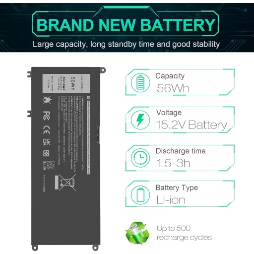 ASUNCELL 56WH 15.2V Laptop Akkumulátor Dell Inspiron 17 7000 15 7577 Sorozathoz