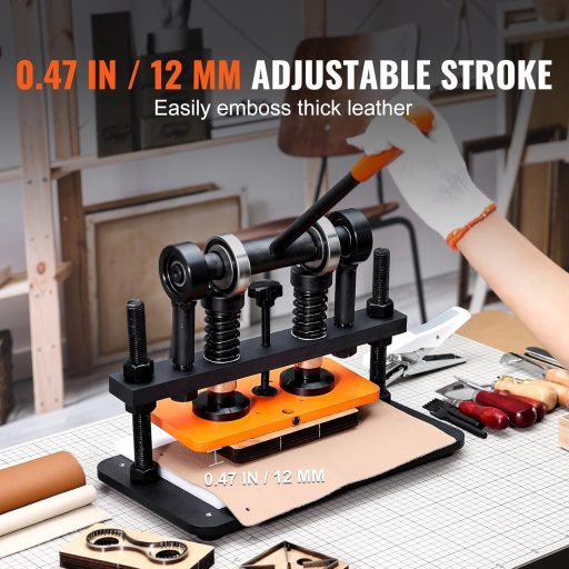 Presă manuală pentru piele VEVOR, 26x12 cm, mașină de tăiat și ștanțat piele, 1,5 t